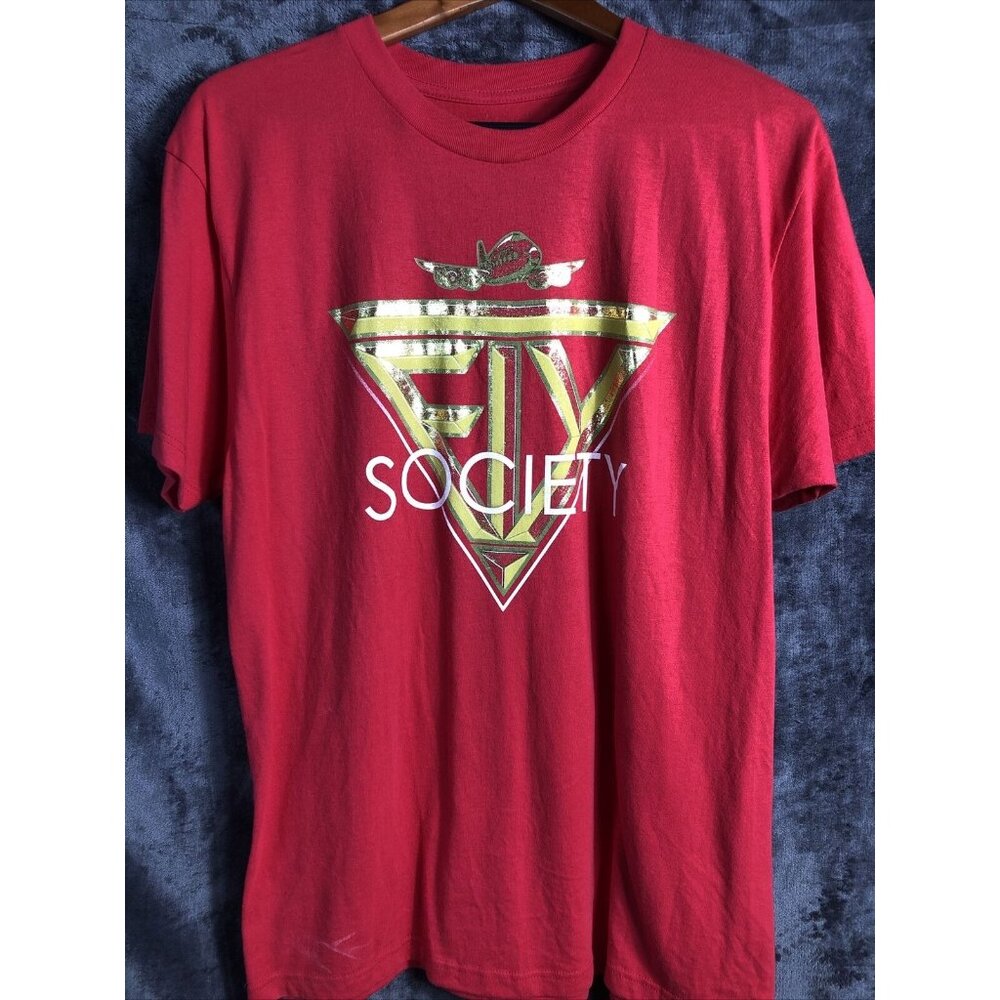 Mens Fly Shirt Society Gold Graphic Red Size L